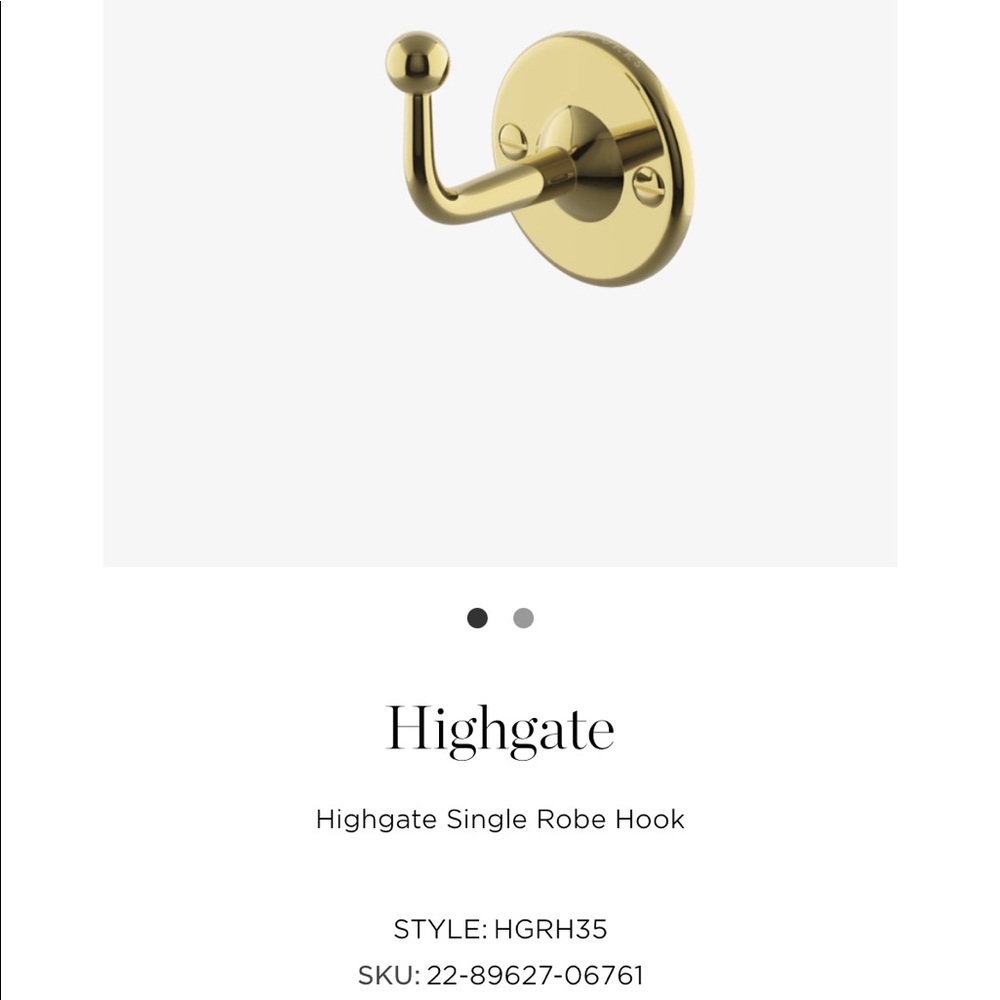 Waterworks Highgate Single Robe Hook Unlacquered Brass Finish Style:
